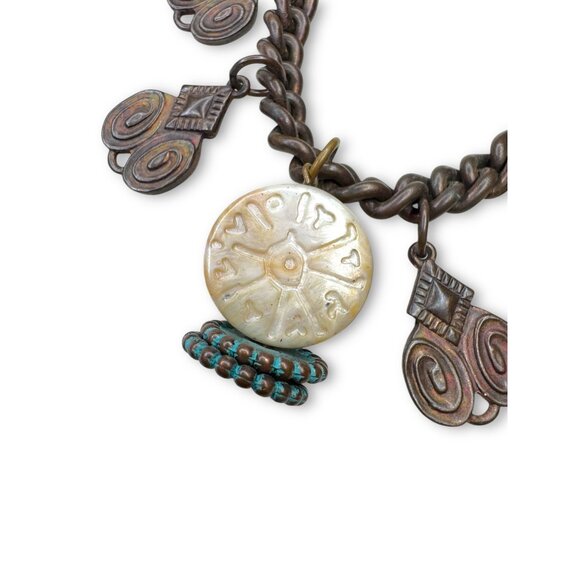 Kate Hines Chunky 80s Copper Charm Bracelet - Picture 2 of 9